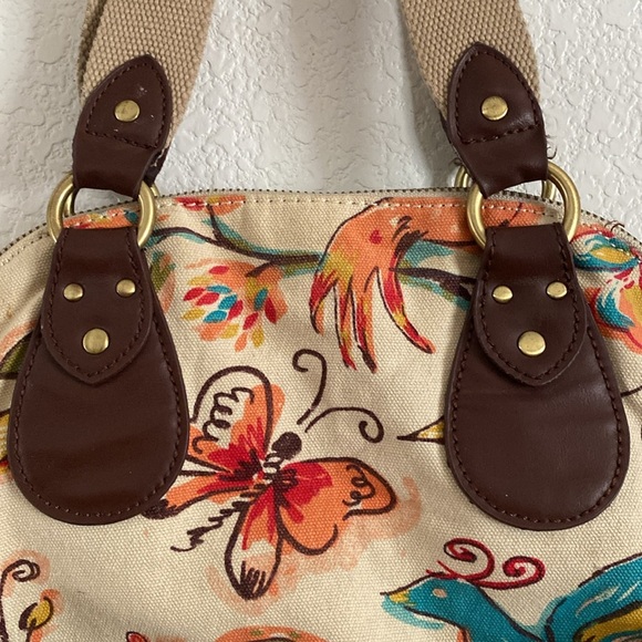 Lucky Brand Floral Beige Canvas Women's Bag with Leather/Suede Accents - Picture 8 of 16